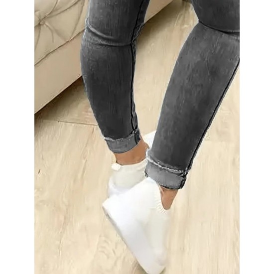 Kadın Yüksek Bel önden Düğmeli Jean Pantolon , 31133