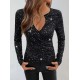 Kadın Uzun Kollu Kruvaze Yakalı Aksesuarlı Dalgıç Bluz, 31151
