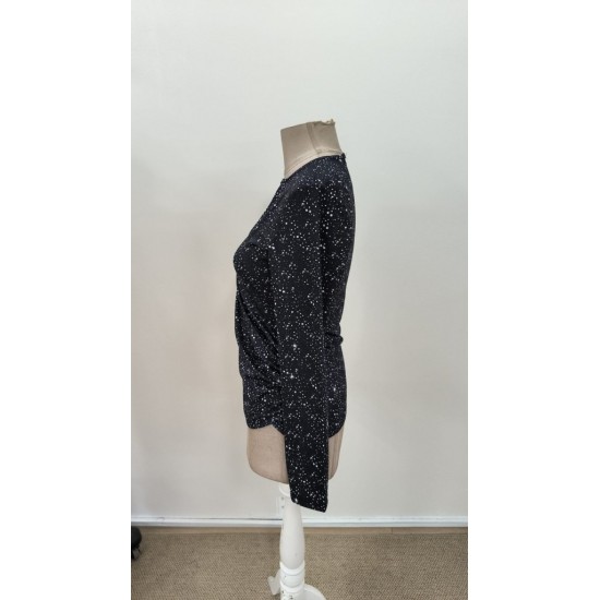 Kadın Uzun Kollu Kruvaze Yakalı Aksesuarlı Dalgıç Bluz, 31151