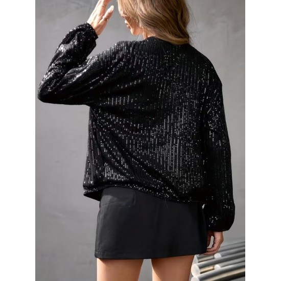 Kadın Uzun Kollu önü Fermuarlı Kısa Pulpayet Ceket, 31149