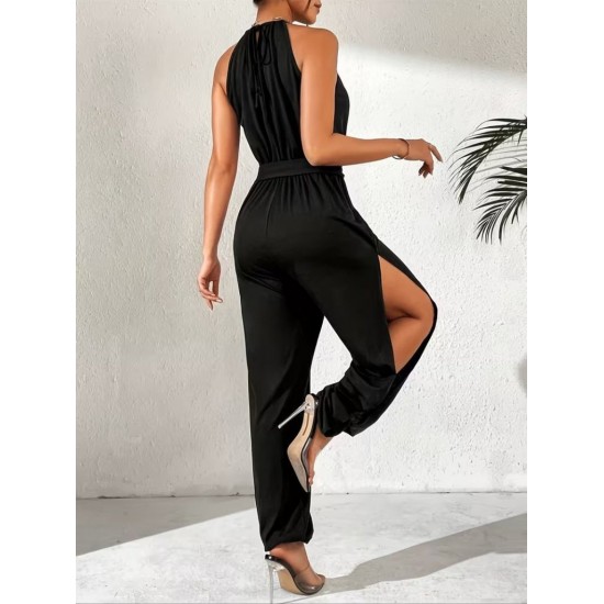 Kadın Omuzlardan Açık Damla Detaylı Yandan Yırtmaçlı Belden Kuşaklı Viskon Tulum , 31158 Kadın Omuzlardan Açık Damla Detaylı Yandan Yırtmaçlı Belden Kuşaklı Viskon Tulum , 31158