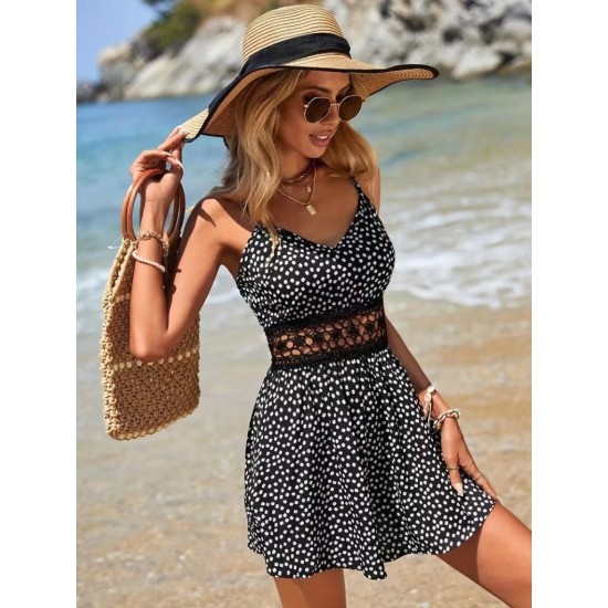 Kadın Ip Askılı V Yakalı Beli Dantel Detaylı Kısa Süprem Tulum, 31178