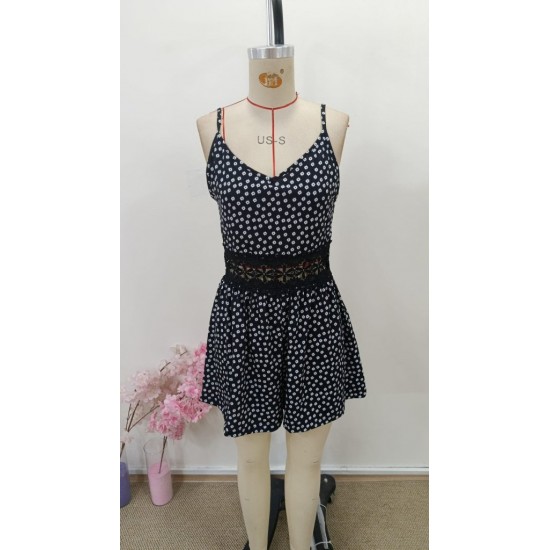 Kadın Ip Askılı V Yakalı Beli Dantel Detaylı Kısa Süprem Tulum, 31178