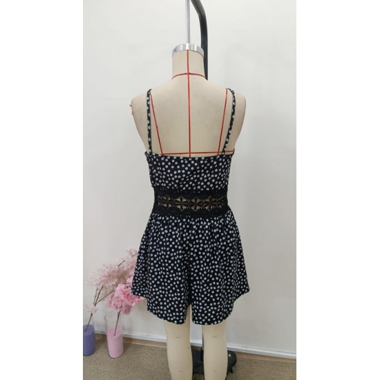 Kadın Ip Askılı V Yakalı Beli Dantel Detaylı Kısa Süprem Tulum, 31178