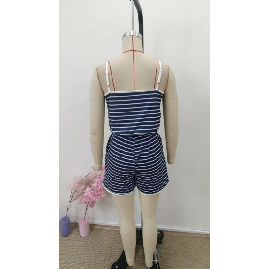 Kadın Askılı V Yakalı Belden Kuşaklı Düğmeli Cep Detaylı Kısa Viskon Tulum , 31176