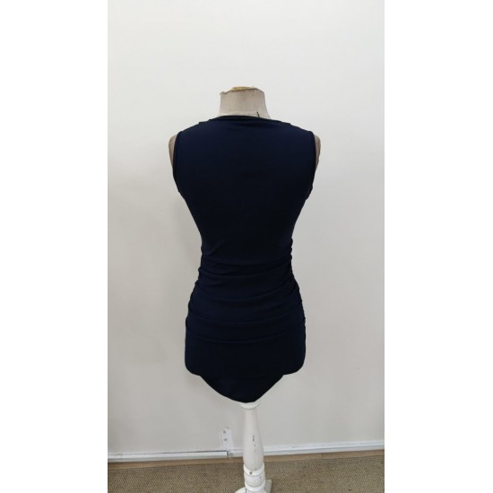 Kadın Askılı Kruvaze Yakalı Yandan Pile Detaylı Kısa Ithal Krep Elbise , 31173