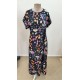 Kadın Kısa Kollu Bisiklet Yaka çiçek Desenli Uzun Süprem Elbise , 31170