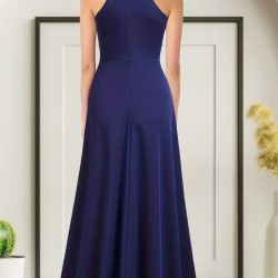 Kadın Kolsuz Halter Yaka Derin Yırtmaç Detaylı Tam Boy Ithal Krep Elbise, 31258 Kadın Kolsuz Halter Yaka Derin Yırtmaç Detaylı Tam Boy Ithal Krep Elbise, 31258