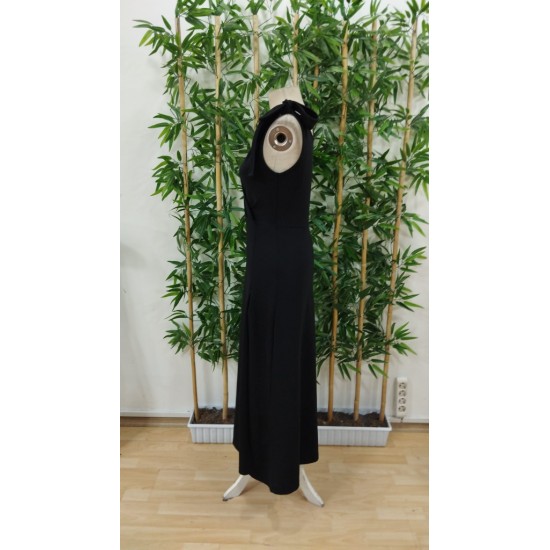 Kadın Askılı Omuzdan Bağlamalı Kruvaze Yakalı Uzun Yırtmaçlı Janjan Krep Elbise , 31255