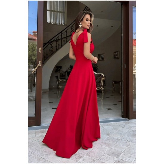 Kadın Askılı Omuzdan Bağlamalı Kruvaze Yakalı Uzun Yırtmaçlı Janjan Krep Elbise , 31254 Kadın Askılı Omuzdan Bağlamalı Kruvaze Yakalı Uzun Yırtmaçlı Janjan Krep Elbise , 31254