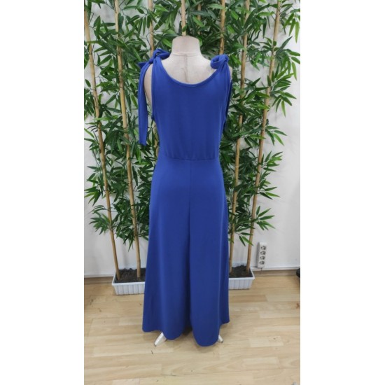 Kadın Askılı Omuzdan Bağlamalı Kruvaze Yakalı Uzun Yırtmaçlı Janjan Krep Elbise , 31253