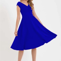 Kadın Kısa Kollu Kruvaze Yaka Eteği Volanlı Krep Elbise, 31248 Kadın Kısa Kollu Kruvaze Yaka Eteği Volanlı Krep Elbise, 31248