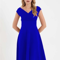 Kadın Kısa Kollu Kruvaze Yaka Eteği Volanlı Krep Elbise, 31248 Kadın Kısa Kollu Kruvaze Yaka Eteği Volanlı Krep Elbise, 31248