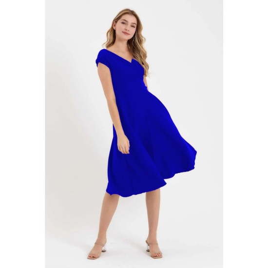 Kadın Kısa Kollu Kruvaze Yaka Eteği Volanlı Krep Elbise, 31248 Kadın Kısa Kollu Kruvaze Yaka Eteği Volanlı Krep Elbise, 31248