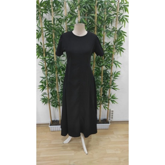 Kadın Kısa Kollu Bisiklet Yaka Maksi Boy Ithal Krep Elbise , 31243