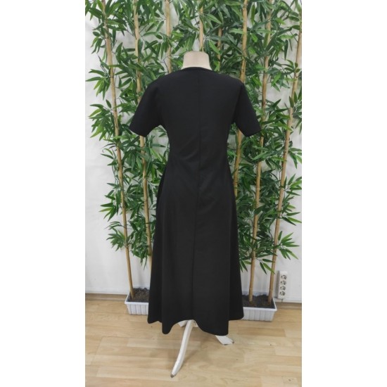 Kadın Kısa Kollu Bisiklet Yaka Maksi Boy Ithal Krep Elbise , 31243