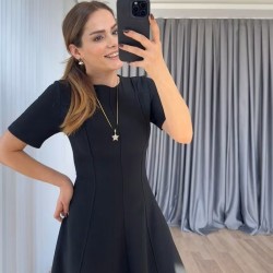 Kadın Kısa Kollu Bisiklet Yaka Maksi Boy Ithal Krep Elbise , 31243 Kadın Kısa Kollu Bisiklet Yaka Maksi Boy Ithal Krep Elbise , 31243