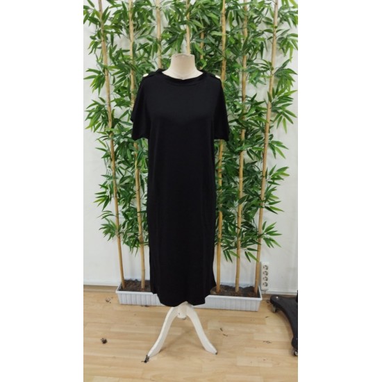 Kadın Kısa Kollu Bisiklet Yaka Omuzdan Düğmeli Uzun Viskon Iki Iplik Elbise, 31242