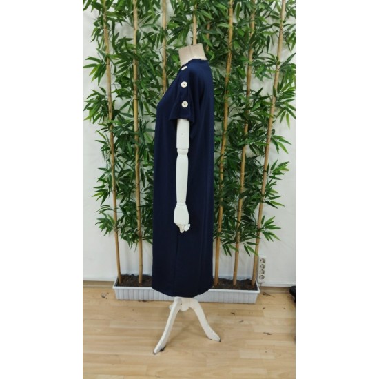 Kadın Kısa Kollu Bisiklet Yaka Omuzdan Düğmeli Uzun Viskon Iki Iplik Elbise, 31241