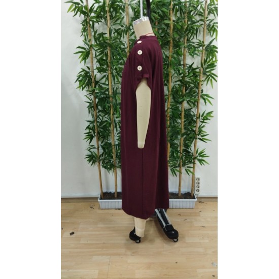 Kadın Kısa Kollu Bisiklet Yaka Omuzdan Düğmeli Uzun Viskon Iki Iplik Elbise, 31240