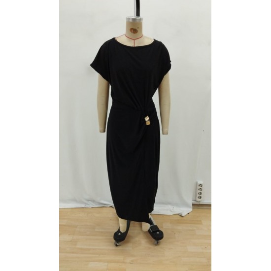 Kadın Kısa Kollu Tek Omuzdan Açık Beli Lastikli Sandy Maxi Elbise , 31238