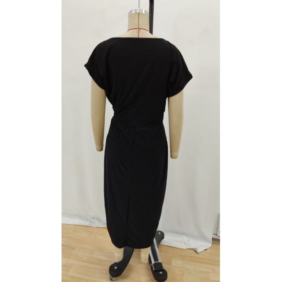 Kadın Kısa Kollu Tek Omuzdan Açık Beli Lastikli Sandy Maxi Elbise , 31238