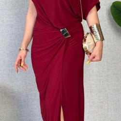 Kadın Kısa Kollu Tek Omuzdan Açık Beli Lastikli Sandy Maxi Elbise , 31237 Kadın Kısa Kollu Tek Omuzdan Açık Beli Lastikli Sandy Maxi Elbise , 31237