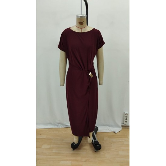 Kadın Kısa Kollu Tek Omuzdan Açık Beli Lastikli Sandy Maxi Elbise , 31237