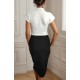 Kadın Kısa Kollu Kruvaze Yaka Krep Elbise (Kemersiz), 31233