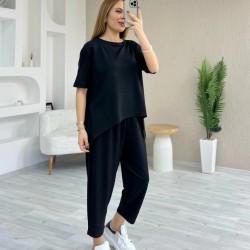 Kadın Kısa Kollu Bisiklet Yaka Viskon Iki Iplik Bluz Ve Pantolon Ikili Takım , 31230 Kadın Kısa Kollu Bisiklet Yaka Viskon Iki Iplik Bluz Ve Pantolon Ikili Takım , 31230