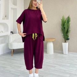 Kadın Kısa Kollu Bisiklet Yaka Viskon Iki Iplik Bluz Ve Pantolon Ikili Takım , 31229 Kadın Kısa Kollu Bisiklet Yaka Viskon Iki Iplik Bluz Ve Pantolon Ikili Takım , 31229