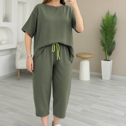 Kadın Kısa Kollu Bisiklet Yaka Viskon Iki Iplik Bluz Ve Pantolon Ikili Takım , 31228 Kadın Kısa Kollu Bisiklet Yaka Viskon Iki Iplik Bluz Ve Pantolon Ikili Takım , 31228