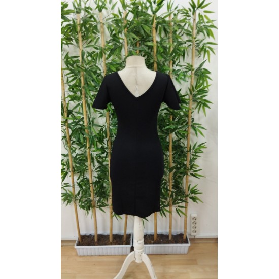 Kadın Kısa Kollu Volanlı Kruvaze Yaka Yanlardan Büzgülü Ithal Krep Elbise , 31224