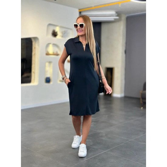 Kadın Kısa Kollu Yakalı Viskon Iki Iplik Elbise , 31221