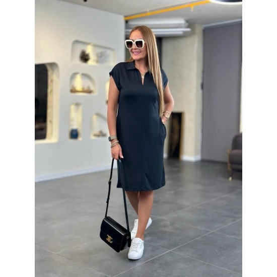 Kadın Kısa Kollu Yakalı Viskon Iki Iplik Elbise , 31221