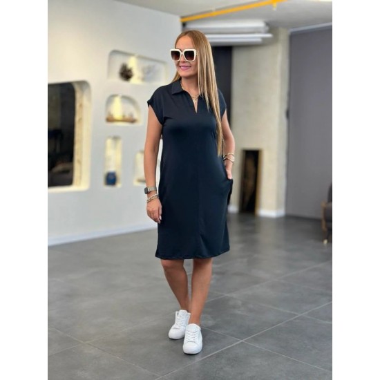 Kadın Kısa Kollu Yakalı Viskon Iki Iplik Elbise , 31221