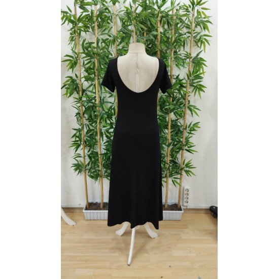 Kadın Kısa Kollu Sırt Dekolteli Yırtmaç Detaylı Viskon Elbise , 31218