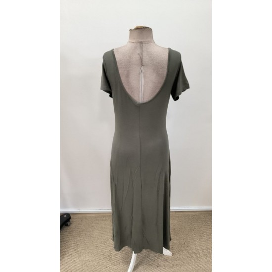 Kadın Kısa Kollu Sırt Dekolteli Yırtmaç Detaylı Viskon Elbise , 31217