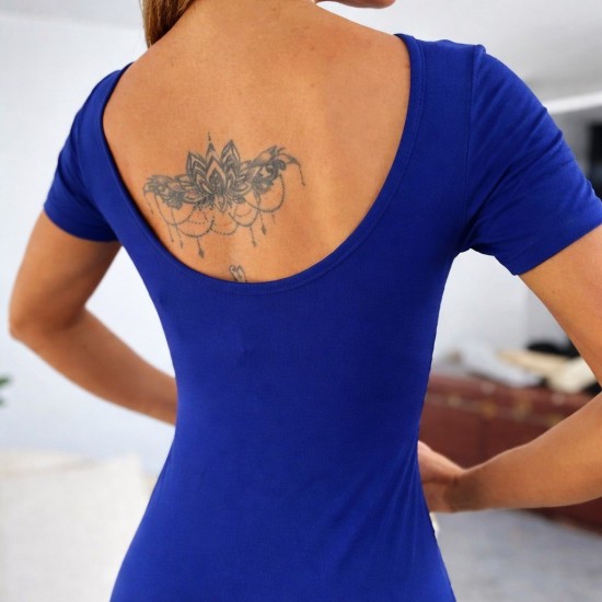 Kadın Kısa Kollu Sırt Dekolteli Yırtmaç Detaylı Viskon Elbise , 31216