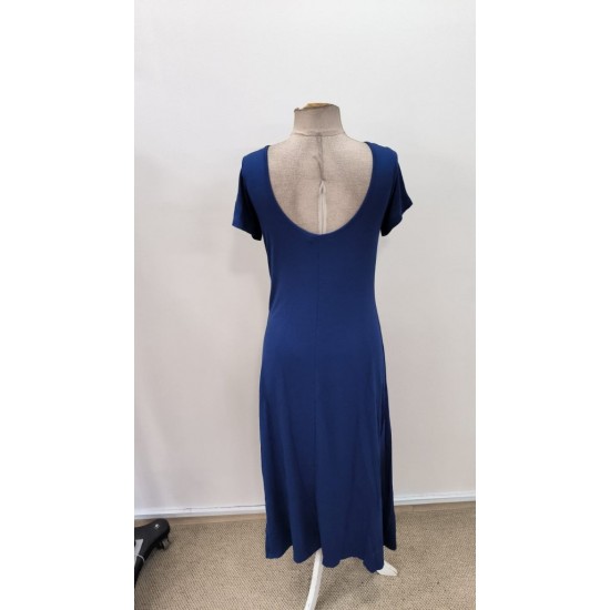 Kadın Kısa Kollu Sırt Dekolteli Yırtmaç Detaylı Viskon Elbise , 31216