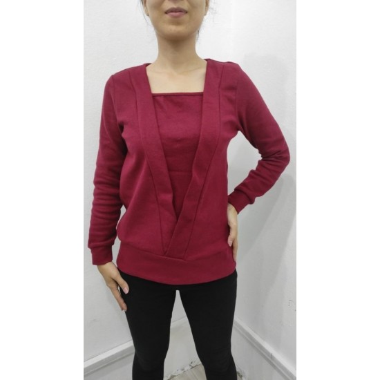 Kadın Uzun Kollu Kruvaze Yaka Kol Ve Etek Ucu Manşet Detay Yumoş Bluz, 31211 Kadın Uzun Kollu Kruvaze Yaka Kol Ve Etek Ucu Manşet Detay Yumoş Bluz, 31211