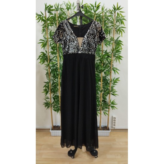 Kadın Kısa Kollu Derin V Yakalı A Kesim Pulpayet Detaylı şifon Nedime Elbisesi , 31209