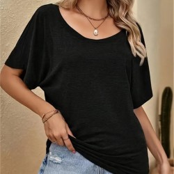 Kadın Tek Omuzu Açık Kısa Kollu Salaş Viskon Bluz, 31208 Kadın Tek Omuzu Açık Kısa Kollu Salaş Viskon Bluz, 31208