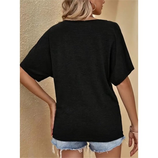 Kadın Tek Omuzu Açık Kısa Kollu Salaş Viskon Bluz, 31208