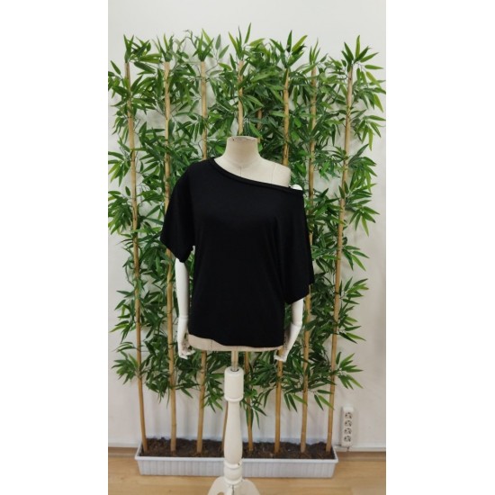 Kadın Tek Omuzu Açık Kısa Kollu Salaş Viskon Bluz, 31208