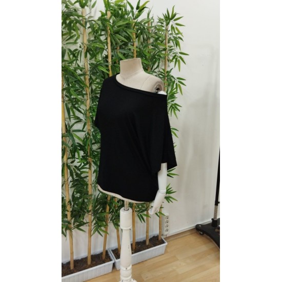 Kadın Tek Omuzu Açık Kısa Kollu Salaş Viskon Bluz, 31208