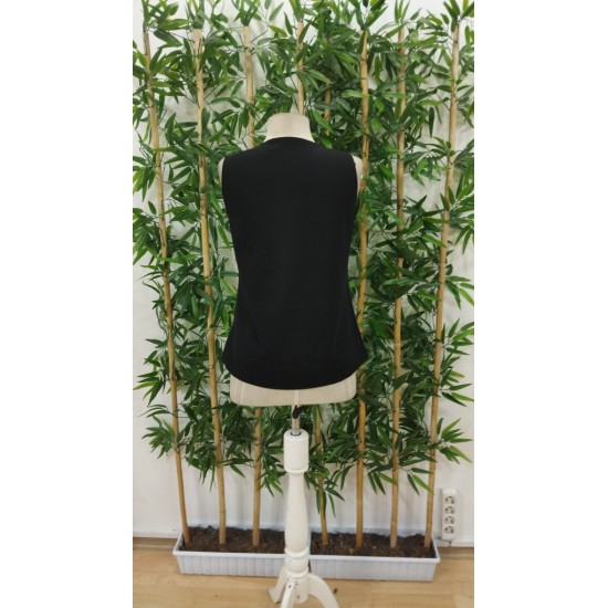 Kadın Kolsuz V Yakalı Blok Renkli Ithal Krep Bluz, 31201