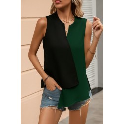 Kadın Kolsuz V Yakalı Blok Renkli Ithal Krep Bluz, 31200 Kadın Kolsuz V Yakalı Blok Renkli Ithal Krep Bluz, 31200