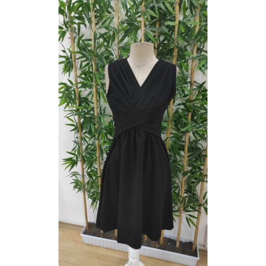 Kadın Askılı V Yakalı önde çapraz Detaylı Janjan Krep Elbise , 31199