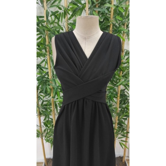 Kadın Askılı V Yakalı önde çapraz Detaylı Janjan Krep Elbise , 31199